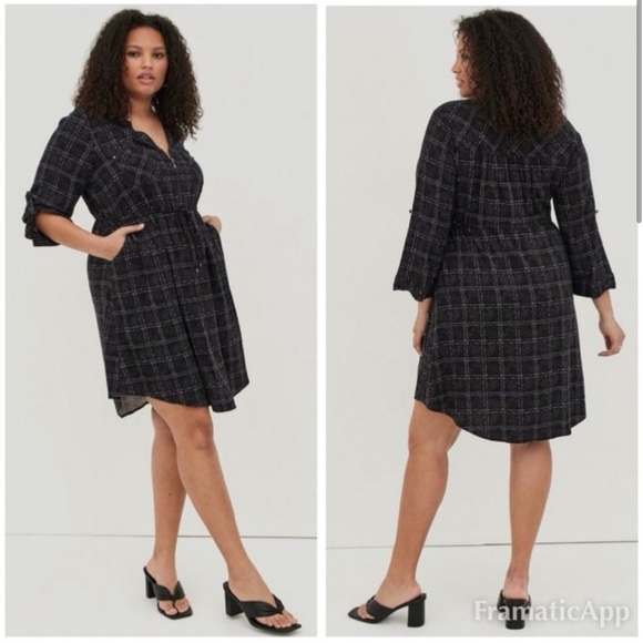 Torrid Black Zip Front Challis Fabric Dress Size 4 - Picture 1 of 5